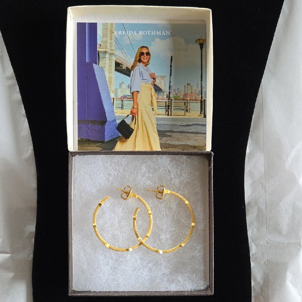 Freida Rothman Pave Arrow Hoop Earrings - Picture 5 of 8